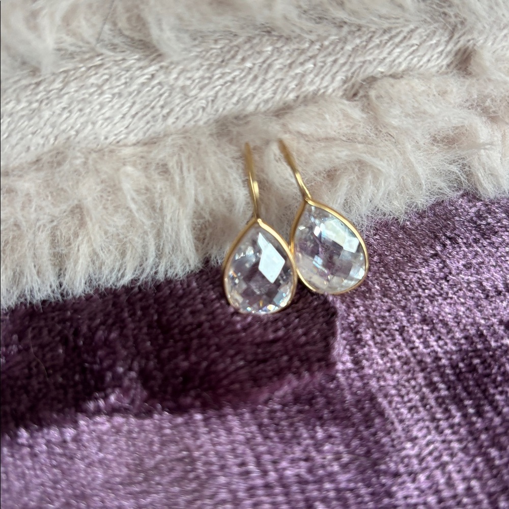 Elegant Gold and Swarovski Crystal Teardrop Earrings